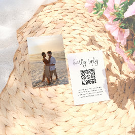 Tarjeta De Recepción Tipografía mínima Foto Código QR Boda RSVP