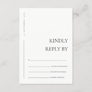 TARJETA DE RECEPCIÓN TIPOGRAFÍA MINIMALISTA NEGRA Y BLANCA PARA RSVP DE