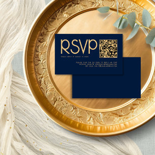 Tarjeta De Recepción Tipografía moderna Código QR Boda de oro de la Mar