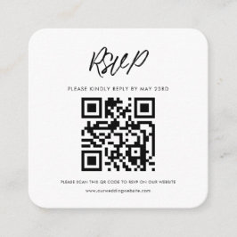Tarjeta De Recepción Tipografía moderna Código QR Respuesta RSVP