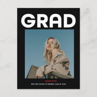 Tarjeta De Recepción Tipografía negra negrita minimalista moderna gradu