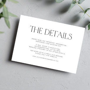 Tarjeta De Recepción Tipografía simple detalles bodas de huéspedes mode