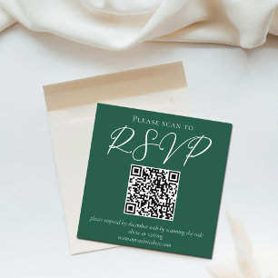 Tarjeta De Recepción Tipografía verde esmeralda QR Boda de código RSVP