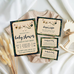 Tarjeta De Recepción Tirada de pañales para baby shower del osito de po