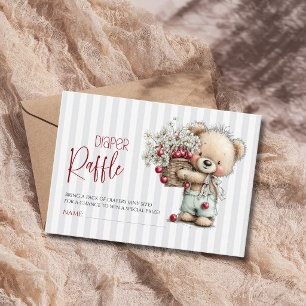 Tarjeta De Recepción Tirantes Grises Teddy Daisy Baby Shower Rifa de Pa