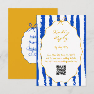 Tarjeta De Recepción Tiras Caprichosas Bodas Pintadas a Mano 