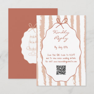 Tarjeta De Recepción Tiras Caprichosas Bodas Pintadas a Mano 