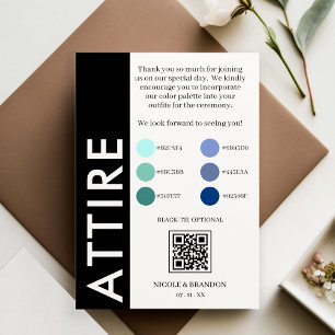 Tarjeta De Recepción Tiras laterales blancas y negras QR Código Boda