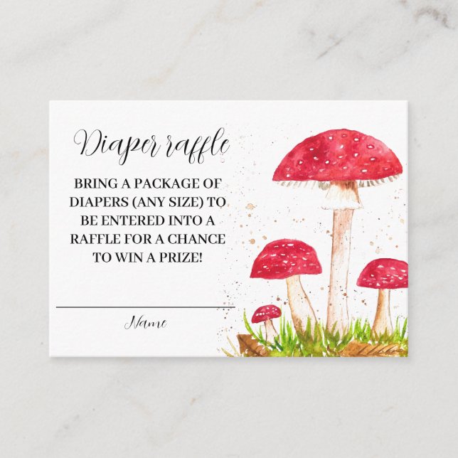 Tarjeta De Recepción Toadstools Mushrooms Diaper Raffle Baby Shower (Anverso)
