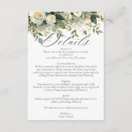 Tarjeta De Recepción Toda la boda de hortensias blancas, flores de rosa