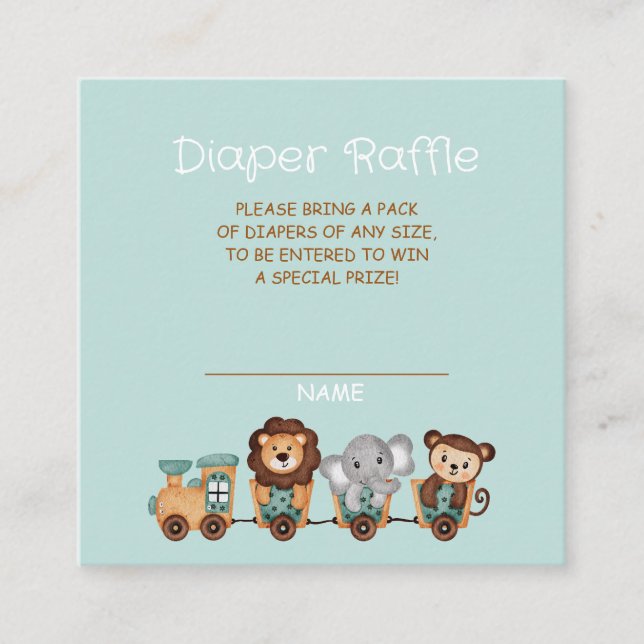 Tarjeta De Recepción TODO ABOARD Train Fiesta Diaper Raffle (Anverso)