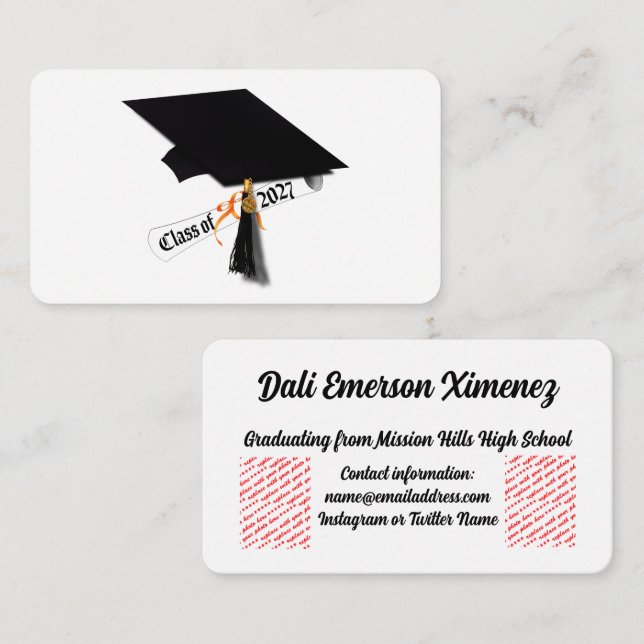 Tarjeta De Recepción Toga y Diploma Graduación Clase de 2027 (Anverso / Reverso)