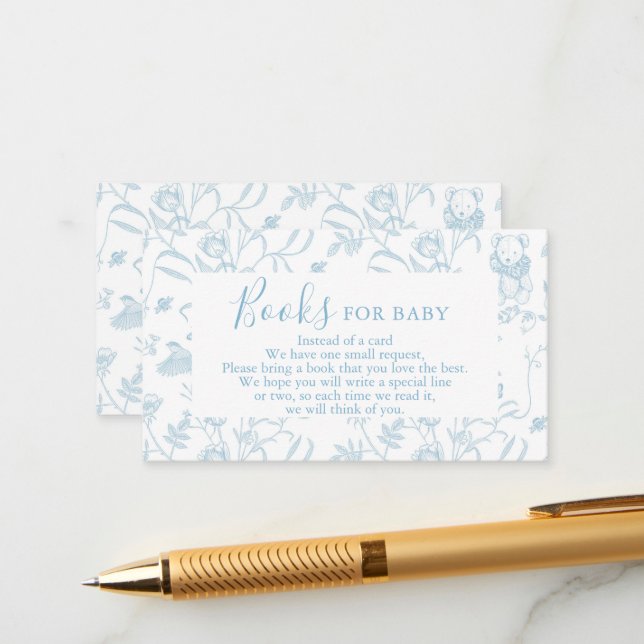 Tarjeta De Recepción Toile Bear Baby Shower Boy Books para bebé (Anverso/Reverso In Situ)
