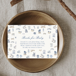 Tarjeta De Recepción Toile De Jouy Baby Shower Blue Bow Books for Baby