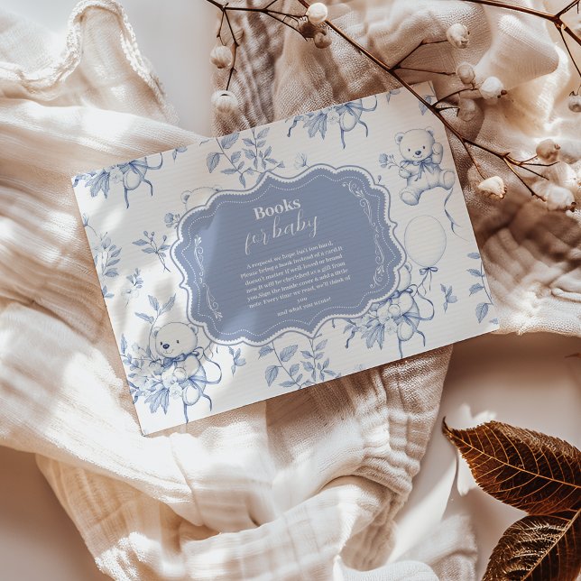 Tarjeta De Recepción Toile De Jouy Bear Baby Showe Boys (Subido por el creador)