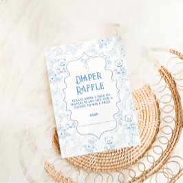 Tarjeta De Recepción Toile De Jouy Bear Blue Diaper Raffle