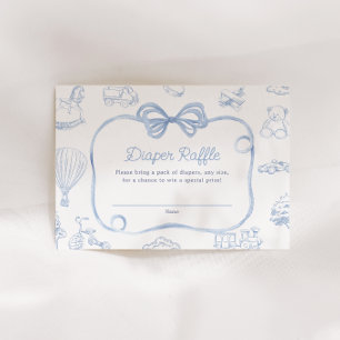 Tarjeta De Recepción Toile de Jouy Blue Bow Chinoiserie Diaper Raffle