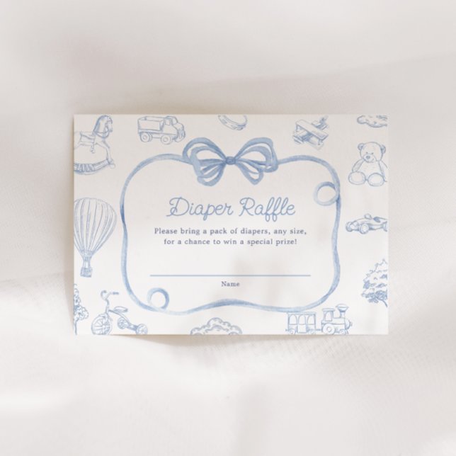 Tarjeta De Recepción Toile de Jouy Blue Bow Chinoiserie Diaper Raffle (Subido por el creador)