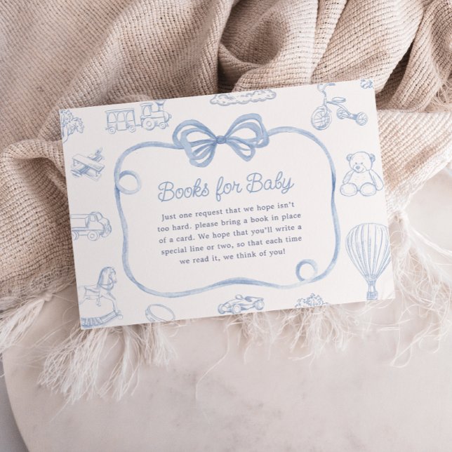 Tarjeta De Recepción Toile de Jouy Blue Bow Chinoiserie Libros para beb (Subido por el creador)