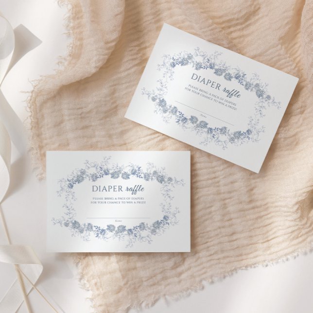 Tarjeta De Recepción Toile de Jouy Blue Chinoiserie Diaper Raffle (Subido por el creador)