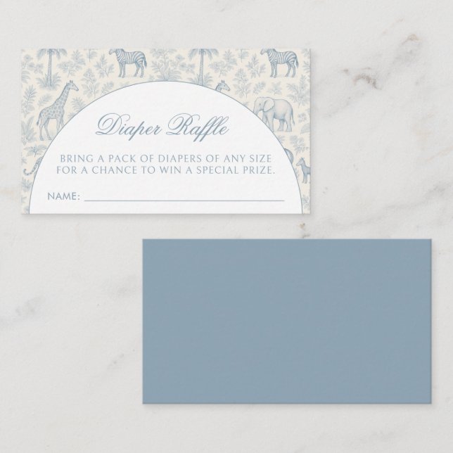 Tarjeta De Recepción Toile De Jouy Blue Diaper Raffle (Anverso / Reverso)