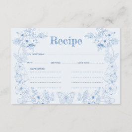 Tarjeta De Recepción Toile De Jouy Blue Floral Bridal Shower Receta