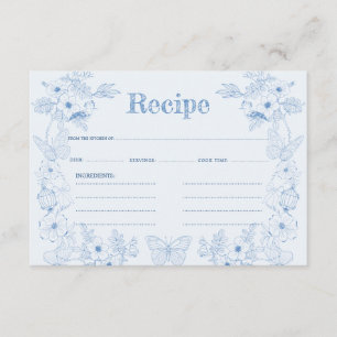 Tarjeta De Recepción Toile De Jouy Blue Floral Bridal Shower Receta