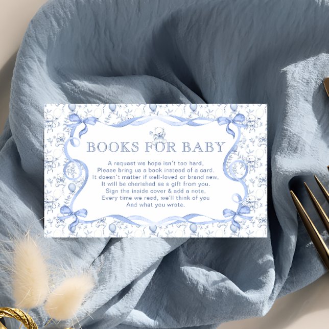 Tarjeta De Recepción Toile De Jouy Lleva Libros Azules Para Bebés (Subido por el creador)