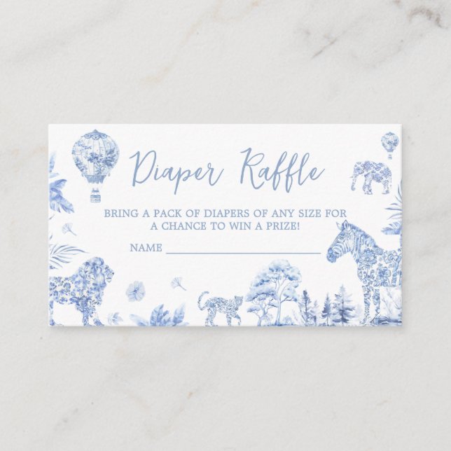 Tarjeta De Recepción Toile De Jouy Safari Animales Diaper Raffle (Anverso)