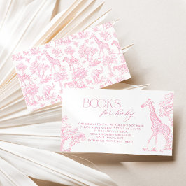 Tarjeta De Recepción Toile de jouy Safari Books para bebé boleto Rosa