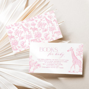 Tarjeta De Recepción Toile de jouy Safari Books para bebé boleto Rosa