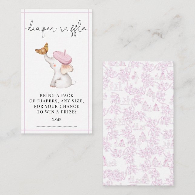 Tarjeta De Recepción Toile French Pink Chica Baby Shower Diaper Raffle  (Anverso / Reverso)