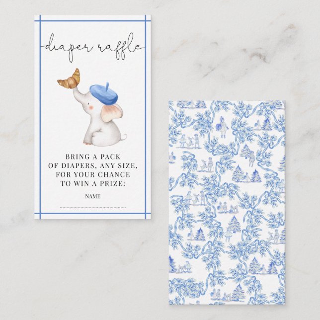 Tarjeta De Recepción Toile French Pink Chica Baby Shower Diaper Raffle  (Anverso / Reverso)