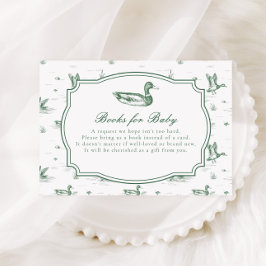 Tarjeta De Recepción Toile Mallard Duck Neutral Gingham Baby Shower