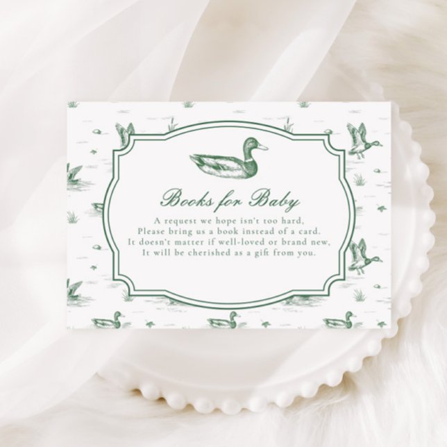 Tarjeta De Recepción Toile Mallard Duck Neutral Gingham Baby Shower (Subido por el creador)