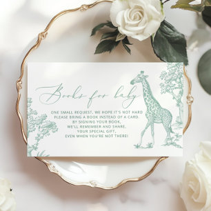 Tarjeta De Recepción Toile Sage whimsical Safari Books para el bebé