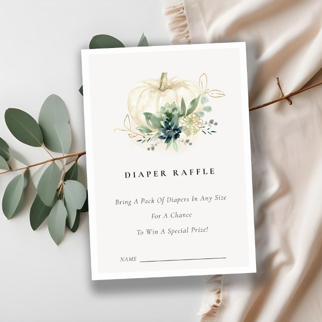 Tarjeta De Recepción Tómbola de pañales de calabaza suculenta azul Baby (Subido por el creador)