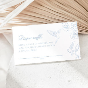 Tarjeta De Recepción Tómbola de pañales de chinoiserie azul polvoriento