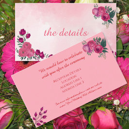 Tarjeta De Recepción Tonos de Rosa Magenta Rosa Bodas Modernas