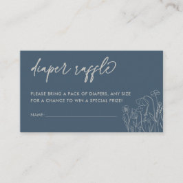 Tarjeta De Recepción Topaz Blue Wildflower Line Art Diaper Raffle