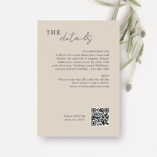 Tarjeta De Recepción Topo Código QR Boda mínimo de moda