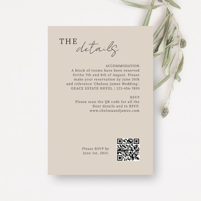 Tarjeta De Recepción Topo | Código QR Boda mínimo de moda (Subido por el creador)