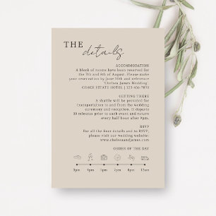 Tarjeta De Recepción Topo   Iconos de detalles del Boda Minimalista de 