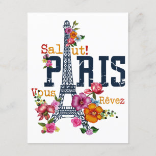 Tarjeta De Recepción Torre Eiffel Paris Shirt Salut Flowt Paris Fra