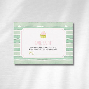 Tarjeta De Recepción Torta De Matcha Salvia Bebe Shower Rifa De Pañales