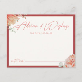 Tarjeta De Recepción Torta Nupcial de Floral Rojo Moderno "Consejos y D