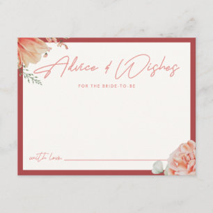 Tarjeta De Recepción Torta Nupcial de Floral Rojo Moderno "Consejos y D