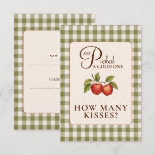Tarjeta De Recepción Torta Nupcial de Manzana con Gingham Verde Salvia 