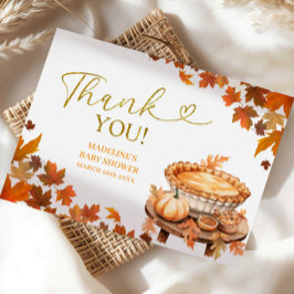 Tarjeta De Recepción Torta Pequeña Cumpleañera Hojas de Otoño Baby Show