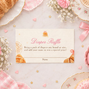 Tarjeta De Recepción Tortitas de Brunch para Bebé Lazo Rosa Libros para